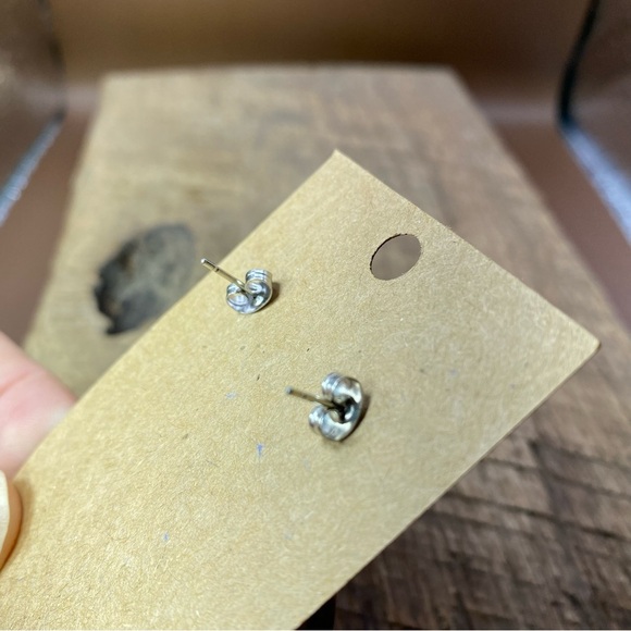 Gray Tiger’s Eye in Matrix Stone Tear Drop Stud Back Earrings - Picture 4 of 4